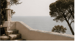 Mediterranean terrace overlooking the sea.
